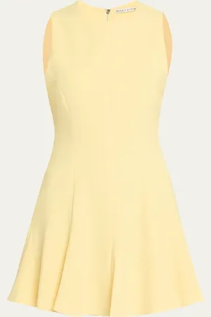 ALICE+OLIVIA Isabelle Crewneck Sleeveless Seamed Flare Mini Dress