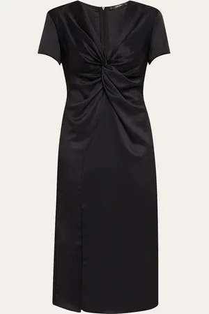 Toccin Heather Twist-Front Satin Midi Dress