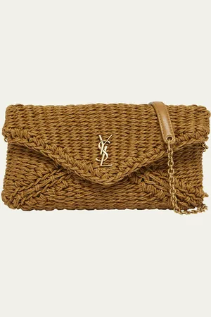 Saint Laurent Cassandre Small YSL Pouch Clutch Bag in Raffia