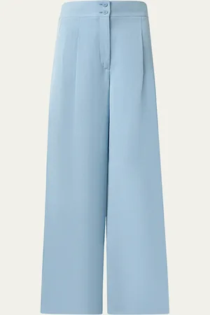 AKRIS Florence Pleated Linen Wide Straight-Leg Pants