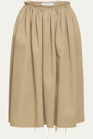 GABRIELA HEARST Chiara Frayed Poplin Midi Skirt