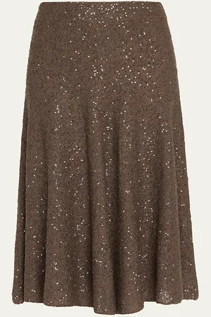Brunello Cucinelli Sequined Cashmere Midi Skirt