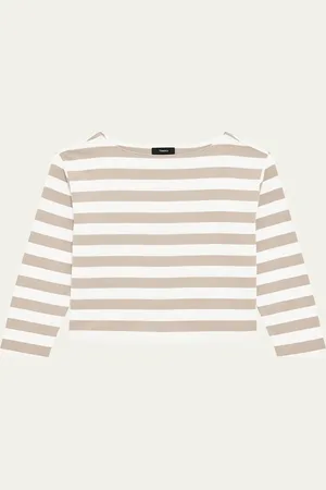 THEORY Stripe Boat-Neck Tee