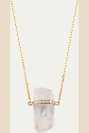 JIA JIA 14k Yellow Crystal Quartz and Diamond Bar Necklace