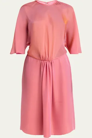 Giorgio Armani Iridescent Chiffon 3/4-Sleeve Midi Dress