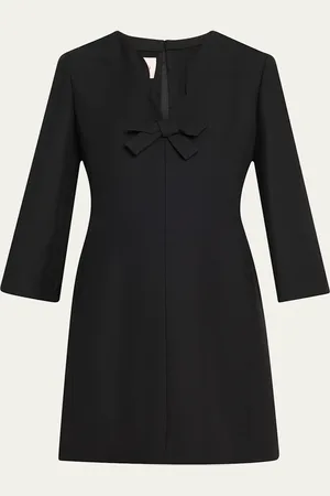 VALENTINO GARAVANI Scalloped-Neck Bow Mini Dress