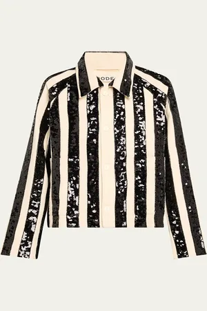 BODE Grandstand Sequined Stripe Cropped Jacket