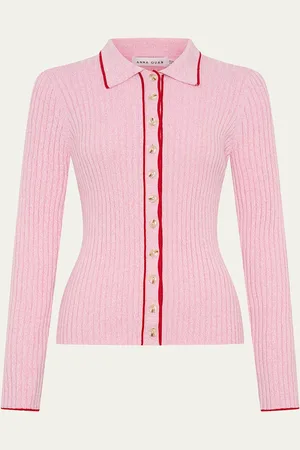 Anna Quan Ashlen Ribbed Button-Front Top