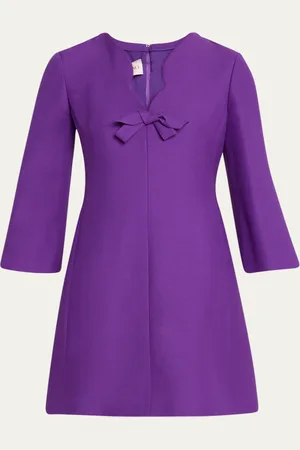 VALENTINO GARAVANI Scalloped-Neck Bow Mini Dress