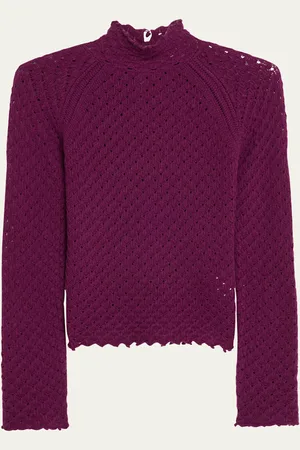 Chloé Pointelle Turtleneck Wool Cashmere Top