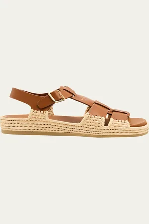 Prada Leather Fisherman Espadrille Sandals