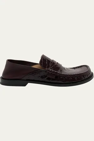 Loewe Campo Croco Fold Penny Loafers