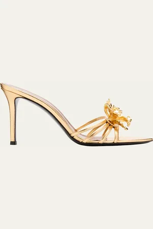 Giuseppe Zanotti Metallic Floral Stiletto Slide Sandals