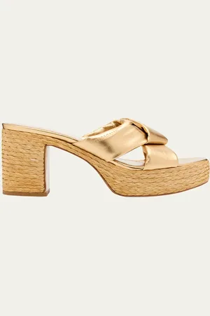 Salvatore Ferragamo Douglas Metallic Espadrille Platform Sandals