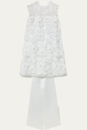 Self-Portrait Embellished Tulle Satin Bow Mini Dress