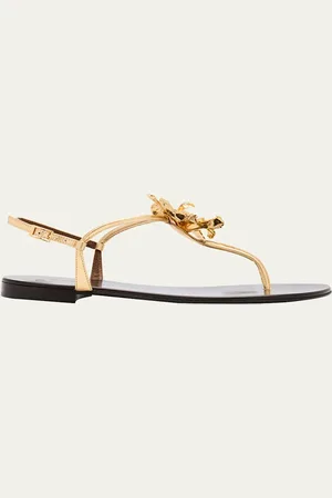 Giuseppe Zanotti Metallic Flower Thong Slingback Sandals