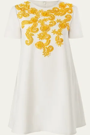 Carolina Herrera Embellished Wool A-Line Shift Mini Dress