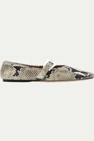 PARIS TEXAS Sveva Snake-Embossed Mary Jane Ballerina Flats