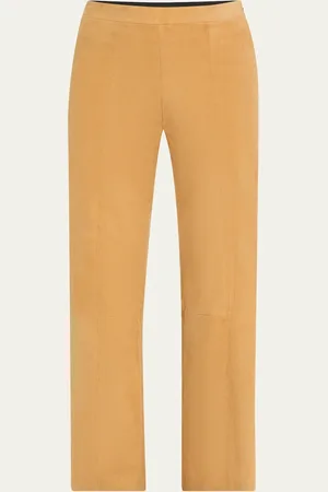 SPRWMN Suede Ankle Flare Pants with Princess Seaming