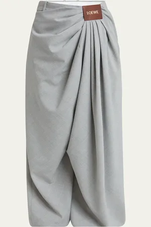 Loewe Draped Loose Wool-Blend Trousers