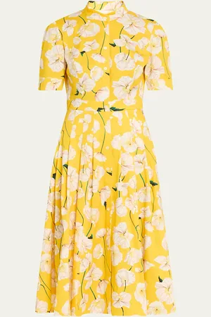 Carolina Herrera Floral-Print Stretch Cotton Shirt Dress