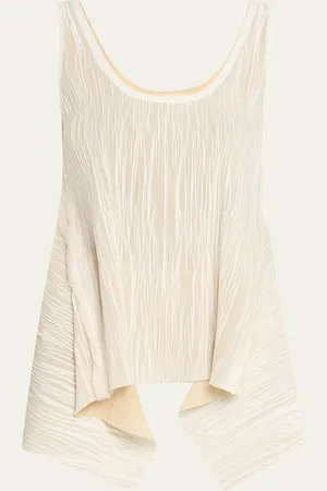 Jason Wu Crinkled Bicolor Scoop-Neck Tank Top