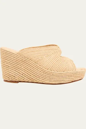 Carrie Forbes Lilou Raffia Platform Wedge Mules
