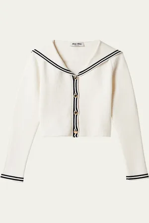 Miu Miu Piped Sailor Collar Cropped Cardigan
