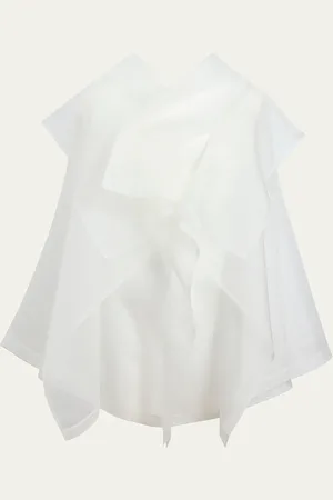 Khaite Santana Oversized Ruffle Silk Organza Top