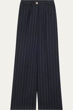 Sergio Hudson Pinstripe Wide Leg Wool Pants