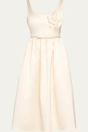 Self-Portrait Bonded Satin Flower Midi Dress