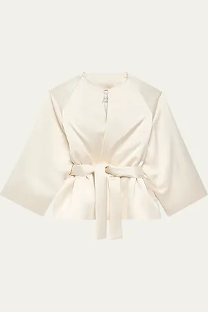 Another Tomorrow Padded Self-Tie Wrap Coat