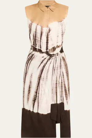 Kobi Halperin Ivria Tie-Dye Sleeveless Midi Wrap Shirtdress