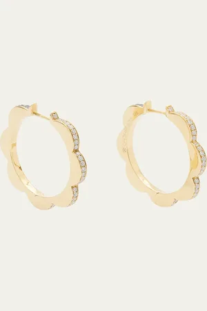 Cadar Black and White Diamond Triplet Hoop Earrings, Medium