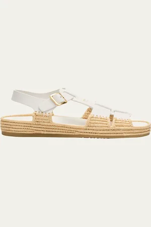 Prada Leather Fisherman Espadrille Sandals