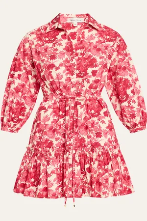 Cara Cara Robin Puff-Sleeve Floral Poplin Mini Dress