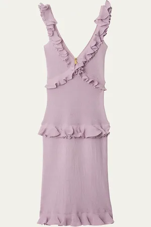 Burberry Ruffle V-Neck Sleeveless Maxi Dress