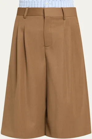 MONSE Double Wasitband Tailored Long Wool Shorts