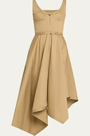 MONSE Fit-and-Flare Asymmetric Midi Tank Dress
