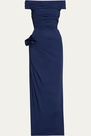 CHIARA BONI Soetsu Off-Shoulder Ruched Jersey Gown