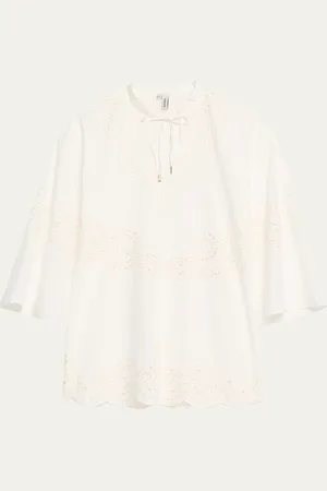 Simkhai Sarina Embroidered Long-Sleeve Mini Dress