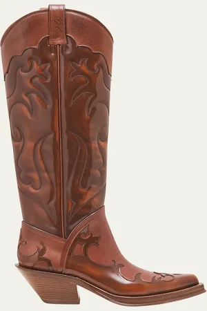 GABRIELA HEARST Capitana Tall Bicolor Leather Cowboy Boots