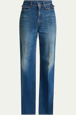 Chloé High-Waisted Flared Jeans with Flap Pockets