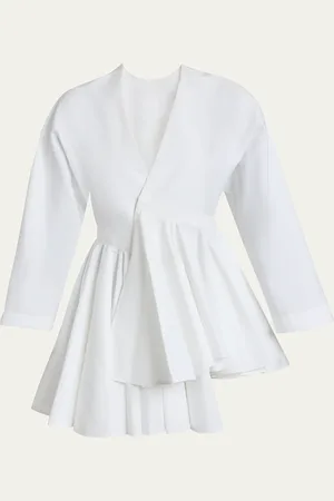 Alaïa V-Neck Asymmetric Mini Shirtdress
