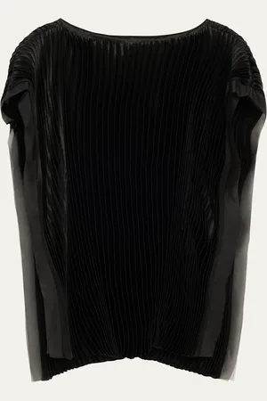 Jason Wu Boatneck Crinkled Satin Pleated Top