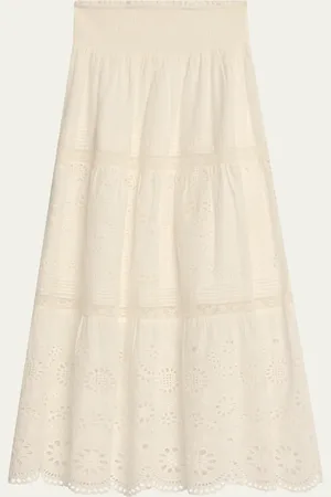 LOVESHACKFANCY Miloti Embroidered Midi Skirt