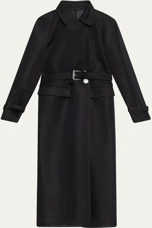 BRANDON MAXWELL The Lineisy Belted Semi-Sheer Trench Coat