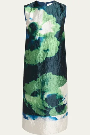Erdem Floral Crinkle Effect Pencil Midi Dress