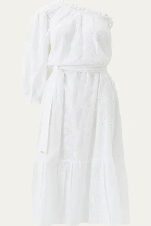 Melissa Odabash Autumn Asymmetric Eyelet Maxi Dress