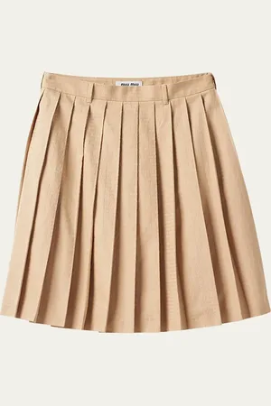 Miu Miu Logo Popeline Jacquard Pleated Skirt